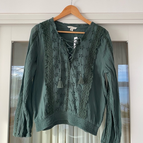 American Eagle boho long sleeve cotton top - Picture 2 of 6